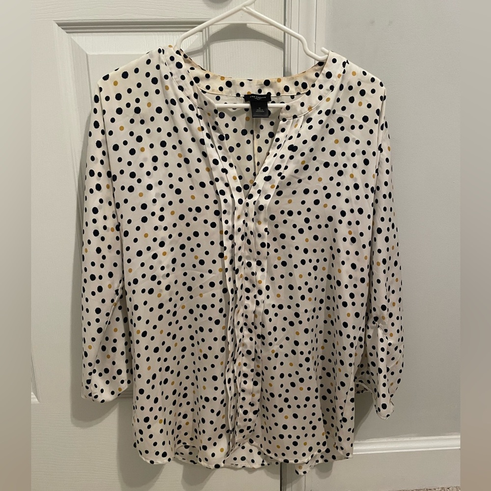 Ann Taylor Long-Sleeve White Blouse